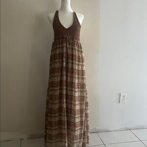 Rachael & Chloe Brown Patterned Maxi Dress